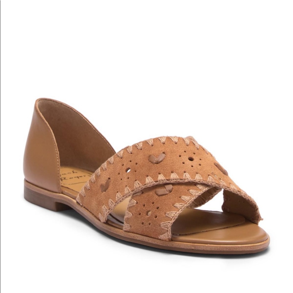 Jack Rogers Tan Flat Sandals with Studded Design